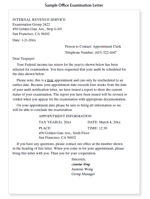 Page 1 Template of Office Examination Letter for handling office audits