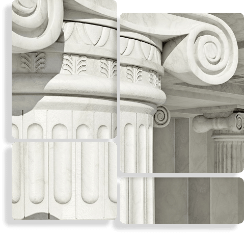 Cropped spirial design pillar placed in court entrance